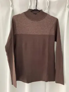 ブラウン ハイネック ニット 長袖