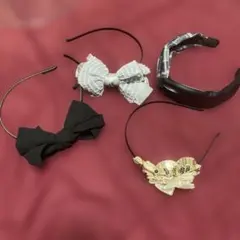 カチューシャセット 黒・白・金色