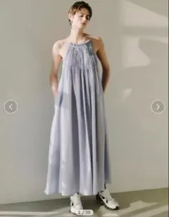 emmi ワッシャーフレアワンピース　LBLU