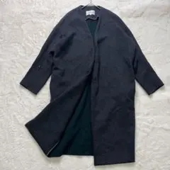 36size/良品✨エンフォルド リバーコート ノーカラー 黒灰×緑