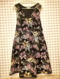r.p.s 花柄 ワンピース レトロ 織柄 フレア シルエット Vネック