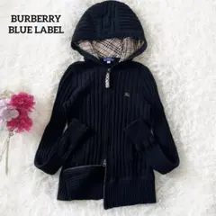 BURBERRY BLUE LABEL リブニット フード付き カーディガン