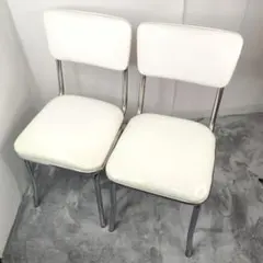 【2脚セット】ダイナーチェア　ホワイト　エナメル　レトロ　カントリー