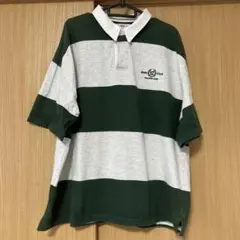 WIGO ラガーシャツ　M 白とグレーストライプ