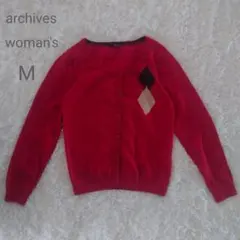 archives アルシーヴ 赤 アーガイル柄 カーディガン M