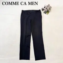 【コムサメン】スラックス（M)シンプル ウール混 ストライプ 黒 オフィス