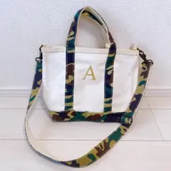 L.L.Bean イニシャルA刺繍入りキャンバストートバッグ　ショルダー付き