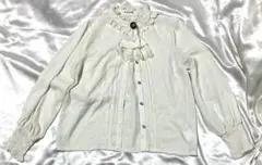 ホワイト フリル レース 長袖ブラウス axes