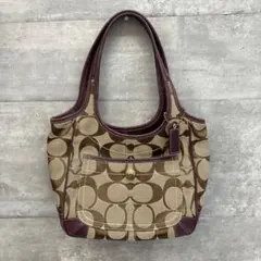 コーチ シグネチャー トートバッグ ハンドバッグ エルゴ キャンバス レザー
