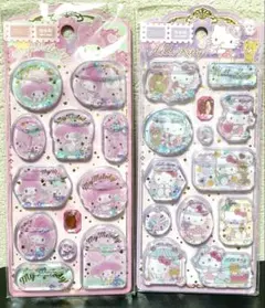 ハローキティ・マイメロディボンボン水シールセット