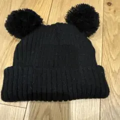 KidsForet ポンポン付き黒ニット帽