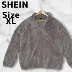 美品✨️ SHEIN ハーフジップ ボアフリース ブラウン XL 刺繍 メンズのサムネイル