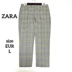 ザラ☆ZARA スラックス EUR Lサイズ　　グレンチェック柄　センタープレス