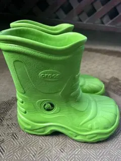 crocs グリーン 長靴 レインシューズ Kids M1/W3 19cm