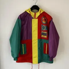 90s GEZERO アシックス Mサイズ ナイロンジャケット マルチカラー