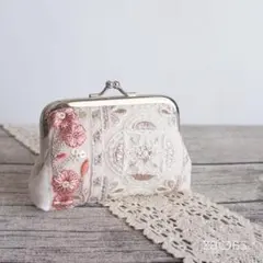 ミニがま口ポーチ*インド刺繡リボン*ホワイト