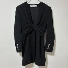 ZARA 黒 長袖 ドレープチュニック　レディース　Sサイズ
