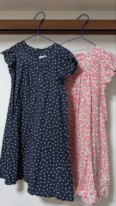 BREEZE 2着☆ドット柄と花柄ワンピース 女の子 130cm