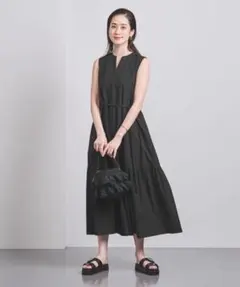UNITED ARROWS アローズ タフタティアードワンピース ノースリーブ