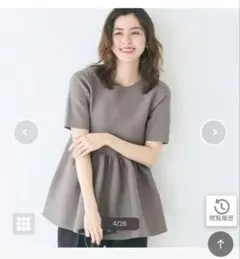 新品タグつき＊coca スポンディッシュ　ペプラムニットT L グレージュのサムネイル