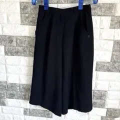 【美品】ガウチョパンツ ポケット付きM黒日本製ワンタック大人上品綺麗目