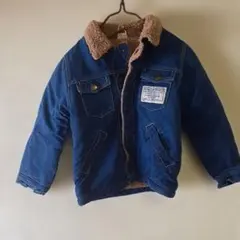 ダークブルーデニムジャケット ボア襟付き