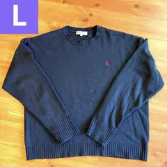 ❤️USポロアッスン ニット L 紺 クルーネック ゆったり❤️