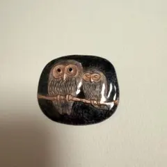 七宝焼　ブローチ　フクロウ　留め具なし