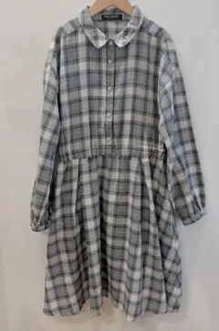 pom ponette 長袖ワンピース 160 グレー チェック柄