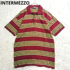 【美品✨️】INTERMEZZO 半袖ボーダーサマーニット メンズ М 赤 緑のサムネイル