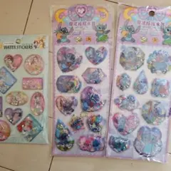 ディズニー ウォーターステッカー 3シートセット　プリンセス　スティッチ