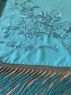 高級 フラメンコ マントン 大判 手刺繍 170×134cm アイボリー 舞台
