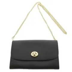 COACH コー ブラックレザー ショルダーバッグ