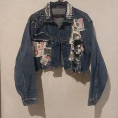 パッチワークデニムジャケット クロップド丈