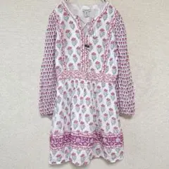 ★ オートヒッピー 花柄 ワンピース Vネック 長袖 ミニ丈 【S 】綿