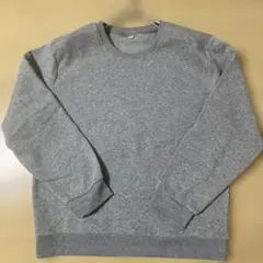 グレー クルーネック 裏起毛トレーナー