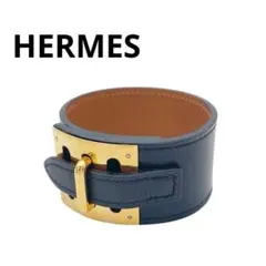 入手困難】エルメス インテンス ブレスレット レザー 黒 ゴールド 