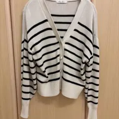 美品しまむら ボーダー柄 長袖カーディガンのサムネイル