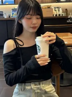 リボンワンショルテレコリブトップス［gn310］