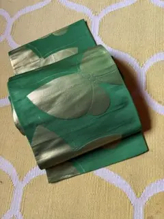 緑色 蝶模様 袋帯