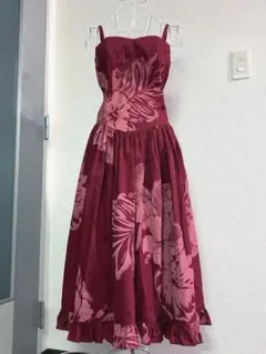 ハワイ製】CC Fashions フラダンス 衣装 ドレス オフショルダー赤