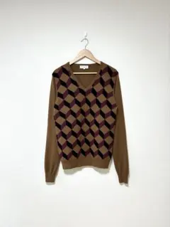 00s PAUL&JOE カシミア混紡 レトロパターン Vネックセーターのサムネイル