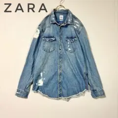 ZARA ザラ　ダメージ加工　デニムジャケット　大きめ