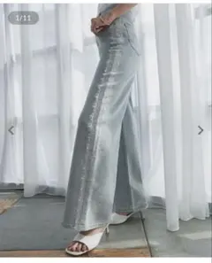 サイドレースストレッチデニムワイドパンツ [M4417 神戸レタスのサムネイル