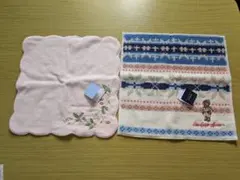 ピンクと水色のタオルハンカチ