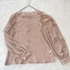 ★美品 ジュノア ボリューム袖 ブラウス シアー M ベージュ