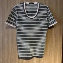 Burberryストライプ Vネック Tシャツ 半袖