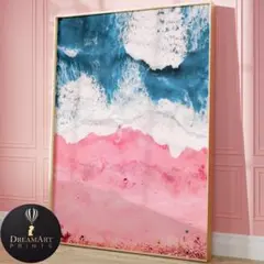 アートポスター｜ピンクサンドと青い海 幻想的な夏の風景画がお洒落な海外アート
