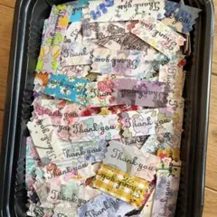 ①ハンドメイド　リバティ　サンキューシール　布シール　50枚♡