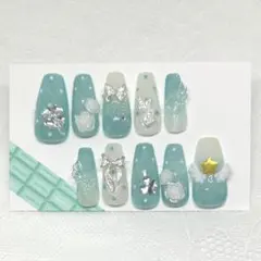 ｟現品｠ネイルチップ　ウィッシュコア　量産系　クローバー　ガーリー　緑　グリーン